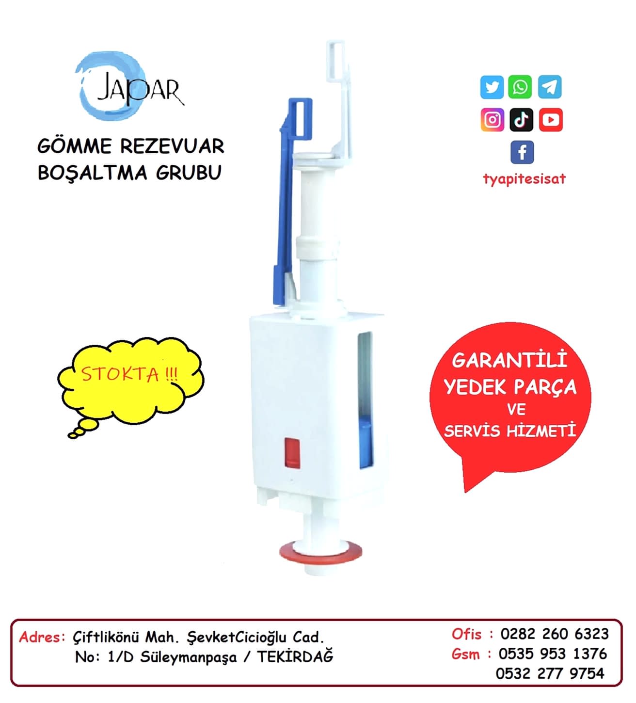 JAPAR GÖMME REZERVUAR JAPAR BOŞALTMA GRUBU (Kalın Model)